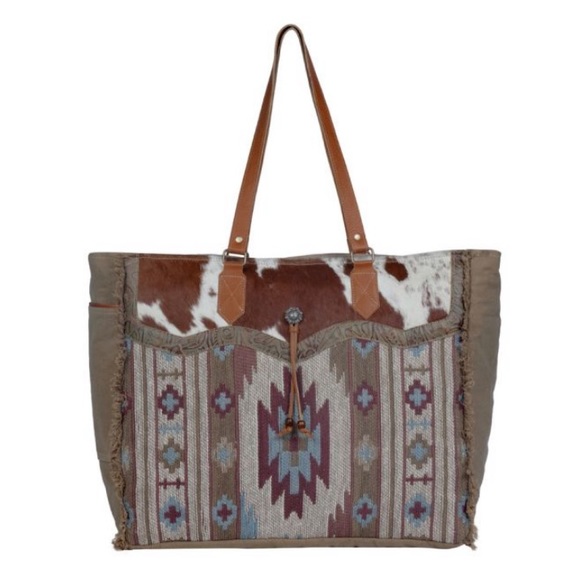 New Bohemian Aztec Western Print Weekender Travel Tote Bag - Picture 2 of 6